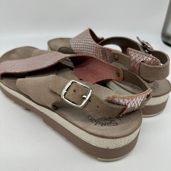 Fantasy Sandals Taupe and Metallic Pink Leather Strappy Sandal Womens Size 39 - Picture 8 of 12